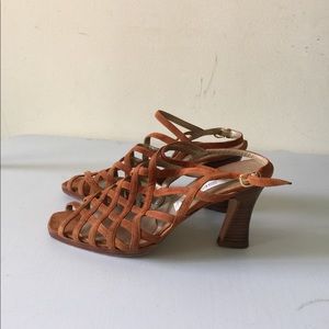 mocha color caged leather sandal size 7.5